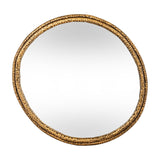 Hill Interiors Sillura small round wall mirror with a dimpled gold textured frame and clear glass, shown against a plain white background.