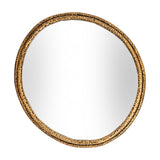 Hill Interiors Sillura large round wall mirror with dimpled gold frame and clear glass, shown on a plain white background.