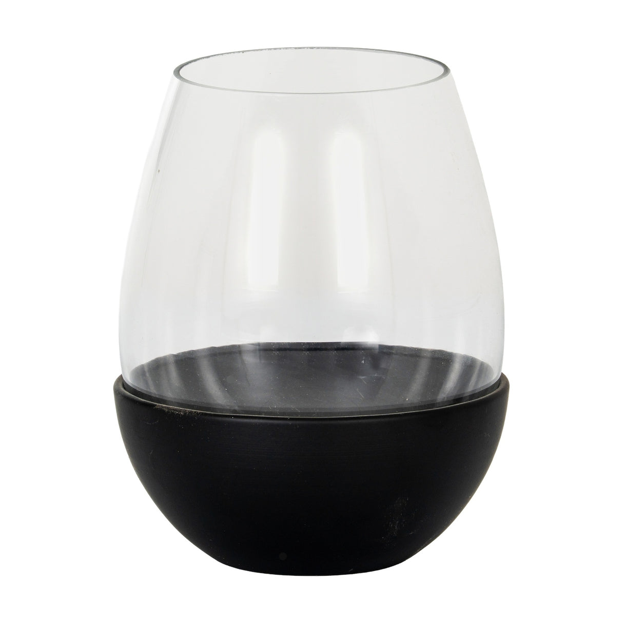 Large Candle Holder with Glass Goblet – Black