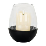 Large Candle Holder with Glass Goblet – Black