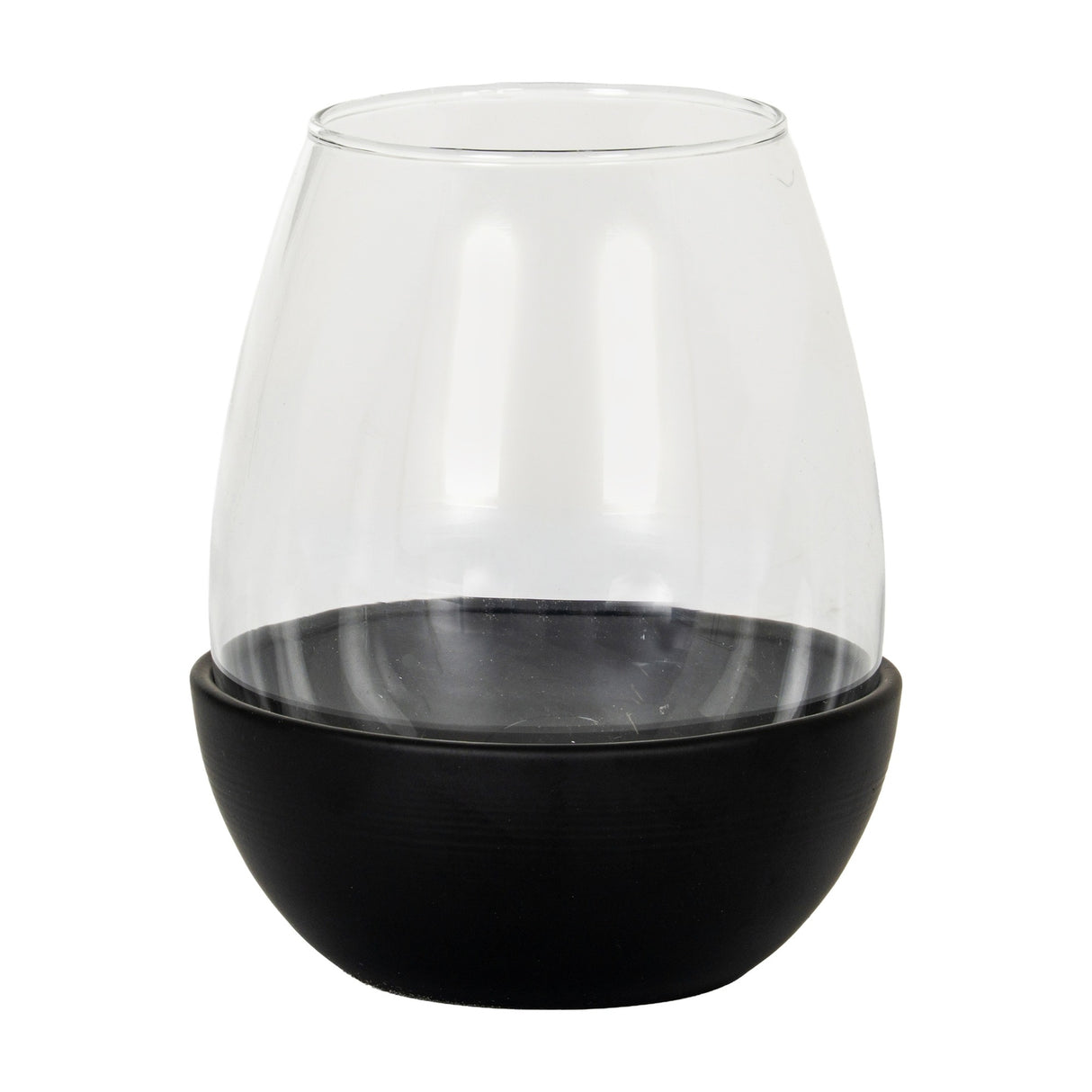 Medium Candle Holder with Glass Goblet – Black