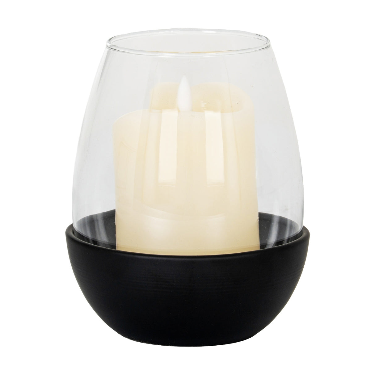 Medium Candle Holder with Glass Goblet – Black