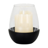Medium Candle Holder with Glass Goblet – Black