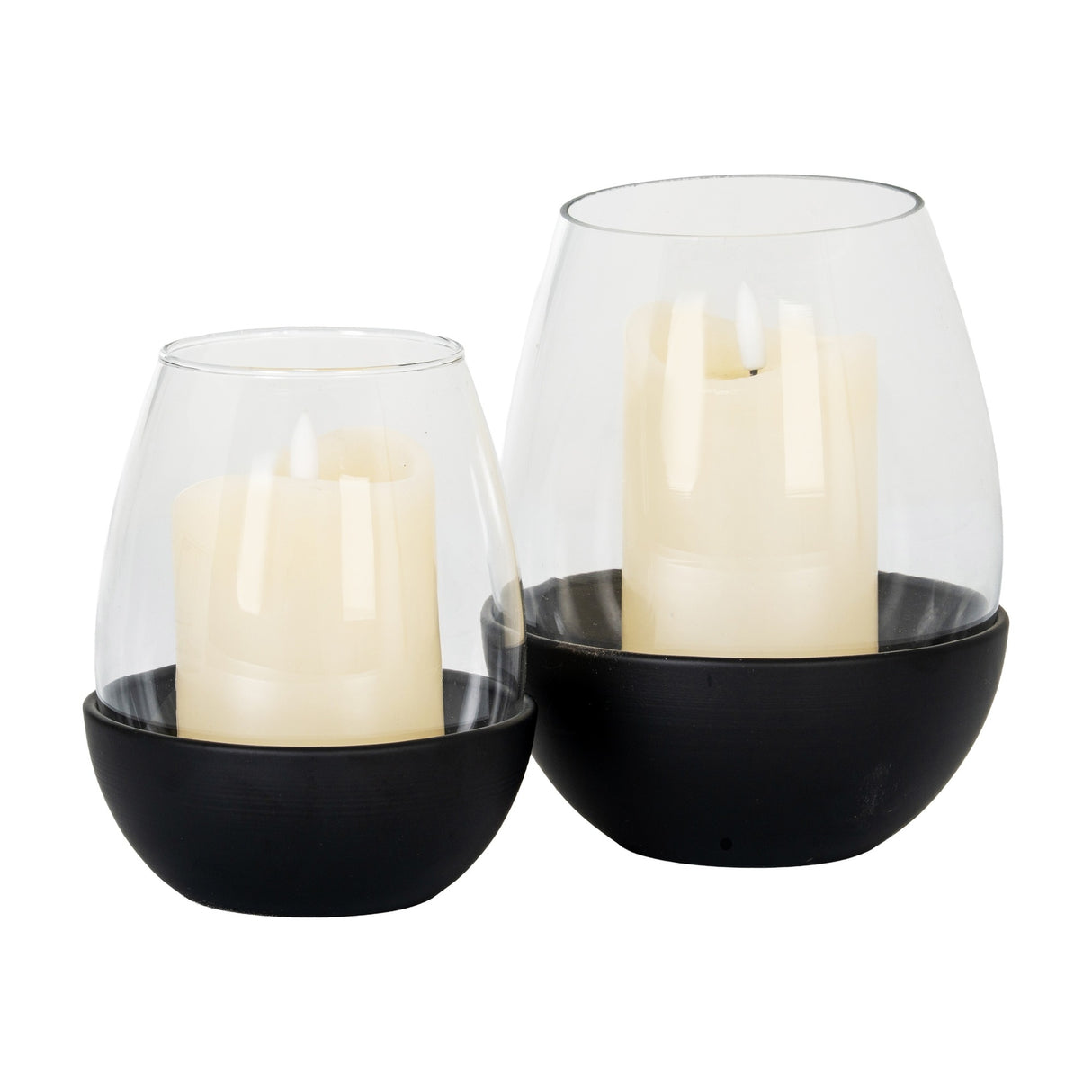 Medium Candle Holder with Glass Goblet – Black