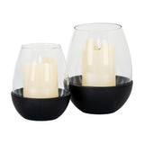 Medium Candle Holder with Glass Goblet – Black