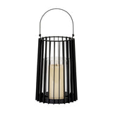 Medium Lantern With Handle And Glass Candle Holder – Black