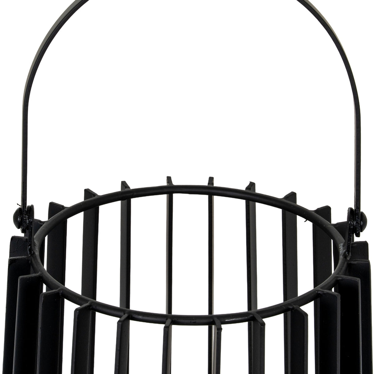 Medium Lantern With Handle And Glass Candle Holder – Black