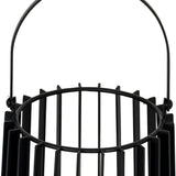 Medium Lantern With Handle And Glass Candle Holder – Black