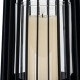Medium Lantern With Handle And Glass Candle Holder – Black