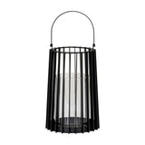 Medium Lantern With Handle And Glass Candle Holder – Black