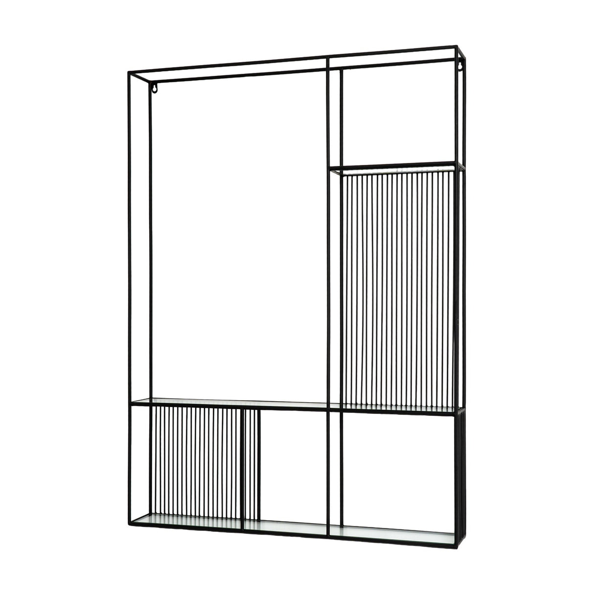 Glass Shelf Unit with Black Frame – Black