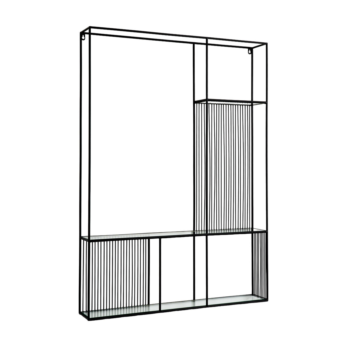 Glass Shelf Unit with Black Frame – Black