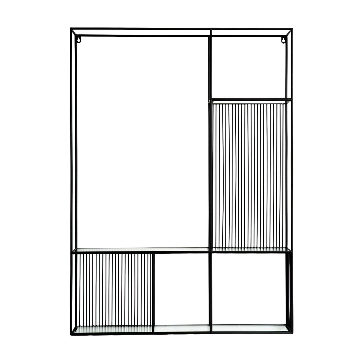 Glass Shelf Unit with Black Frame – Black