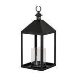 Large Glass Lantern With Candle Holder – Black