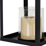 Large Glass Lantern With Candle Holder – Black