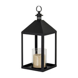 Large Glass Lantern With Candle Holder – Black