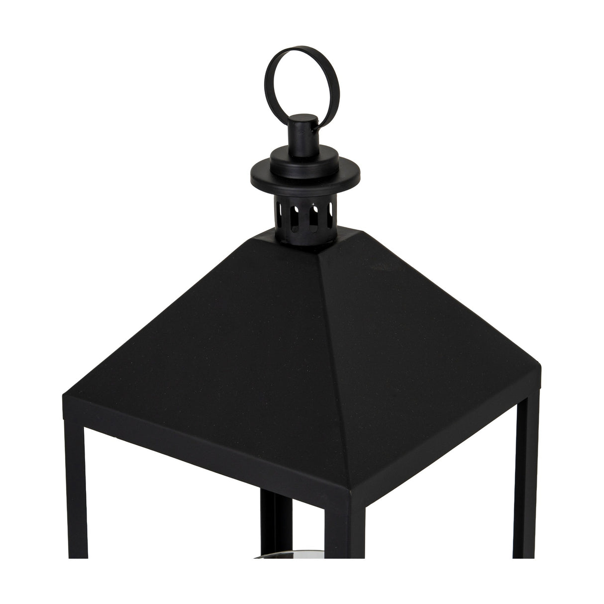Large Glass Lantern With Candle Holder – Black