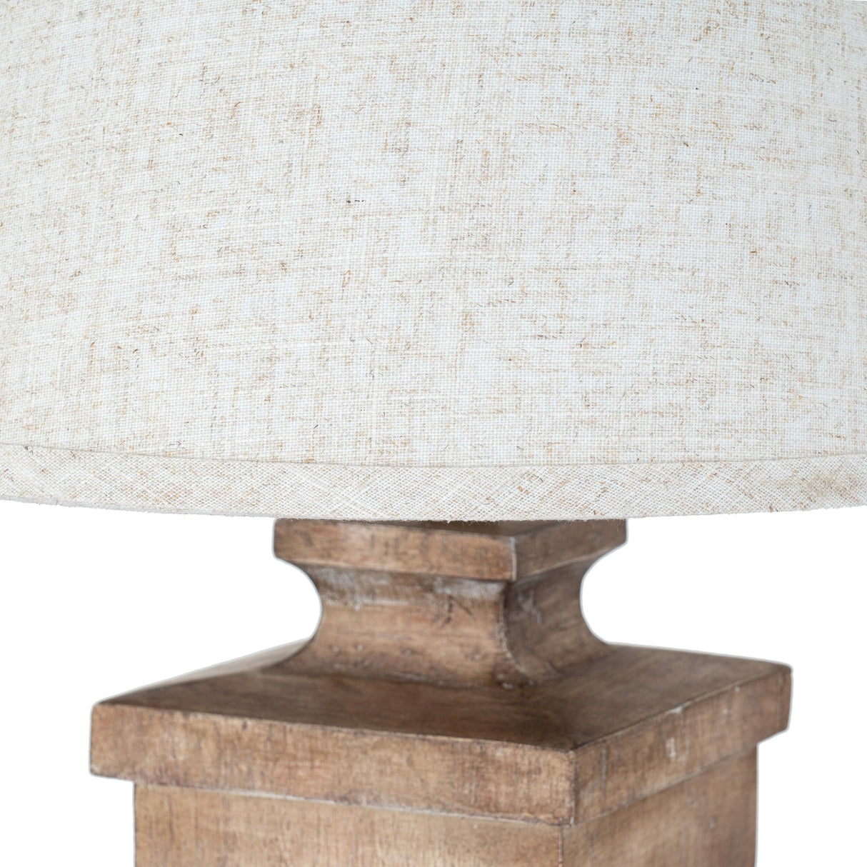 Table Lamp With Edged Linen Shade – Brown