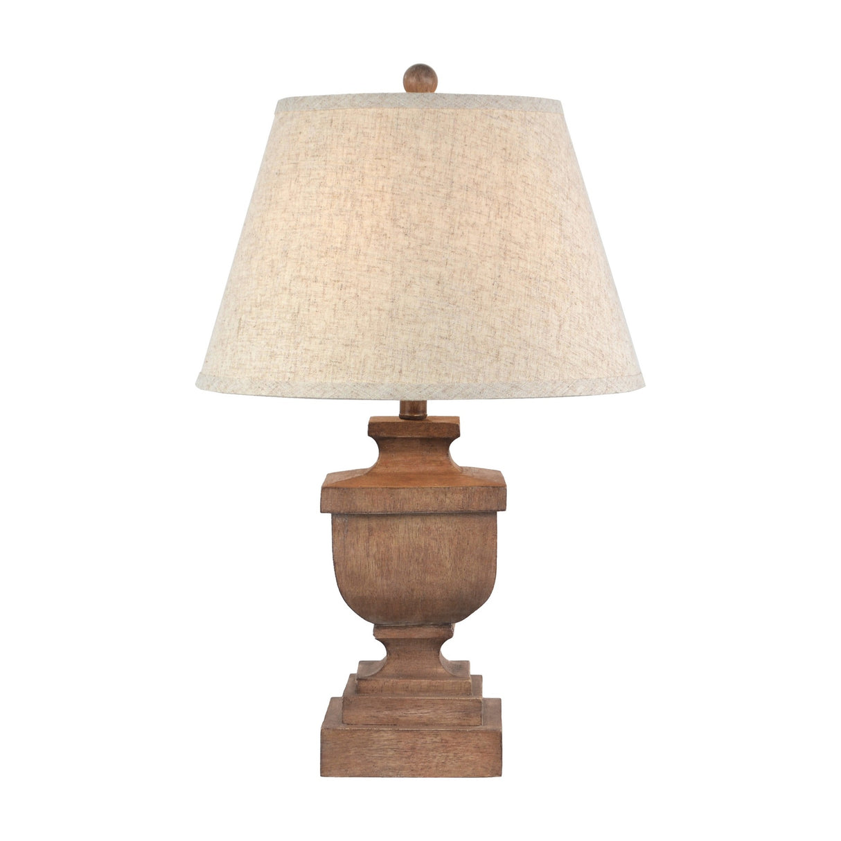 Table Lamp With Edged Linen Shade – Brown