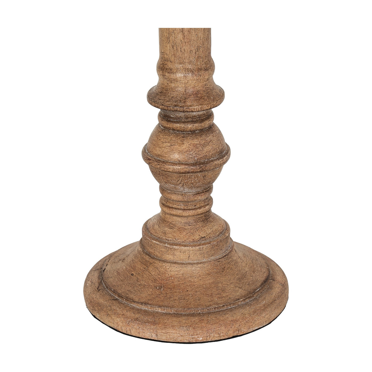 Close-up of the turned resin base on the Hill Interiors Table Lamp With Edged Linen Shade in brown, shown against a plain white background.