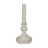 Hill Interiors table lamp base in white moulded resin with turned column detail and rounded footed pedestal, shown on a plain white background.