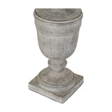 Hill Interiors white resin table lamp base with urn-shaped moulded body on a square plinth, shown against a plain white background.