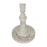 Hill Interiors floor lamp base with turned moulded resin column and round tiered foot in a white wood-effect finish, on a plain background.