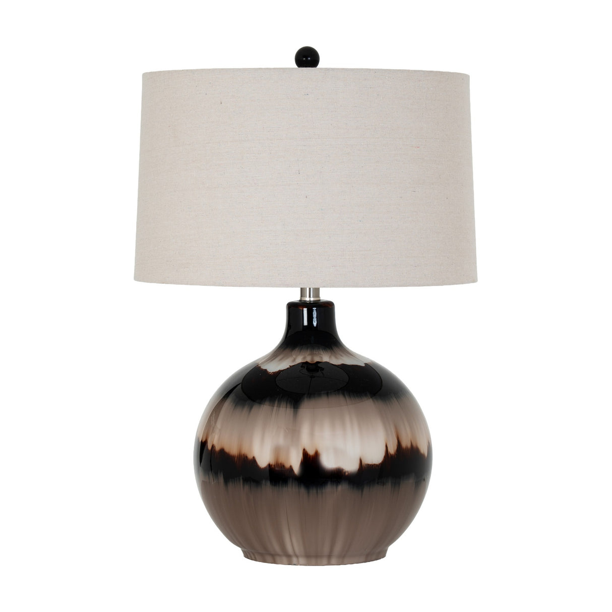 Sepia Glass Table Lamp with Linen Shade – Brown
