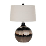 Sepia Glass Table Lamp with Linen Shade – Brown