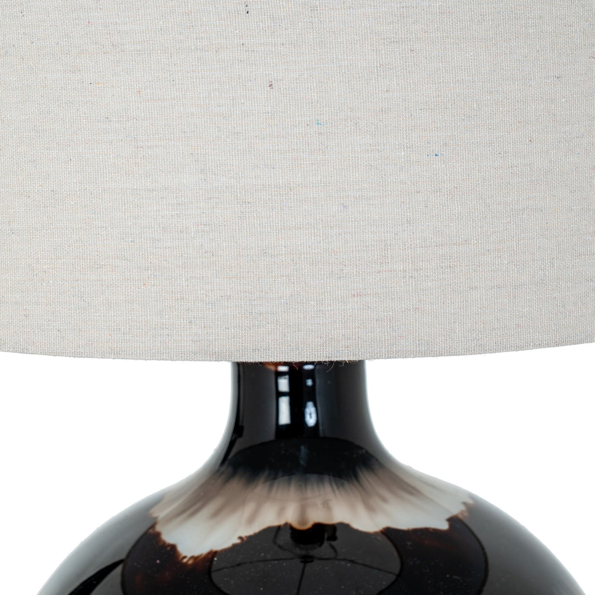 Sepia Glass Table Lamp with Linen Shade – Brown