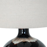 Sepia Glass Table Lamp with Linen Shade – Brown
