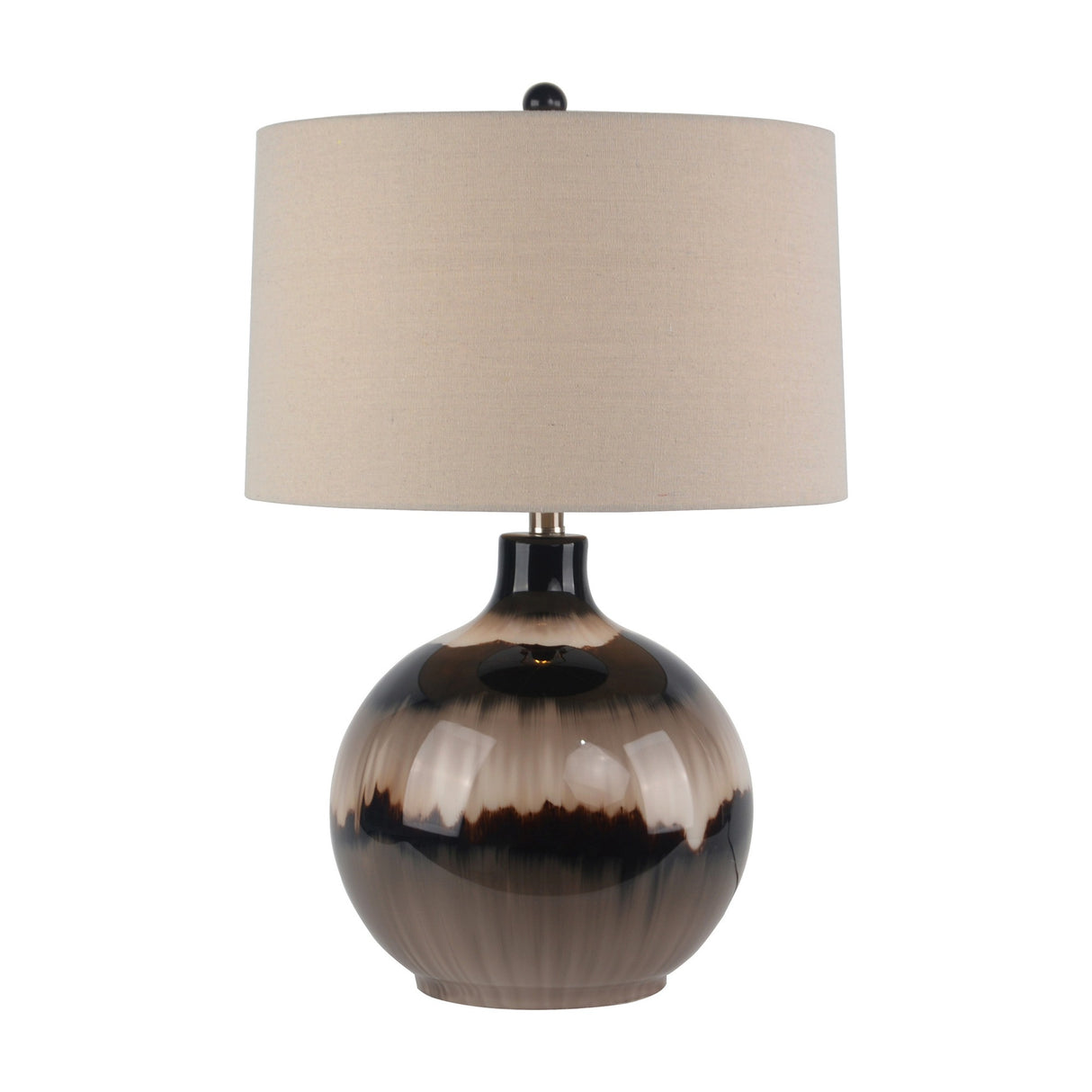 Sepia Glass Table Lamp with Linen Shade – Brown