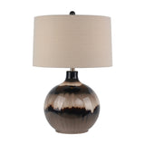Sepia Glass Table Lamp with Linen Shade – Brown
