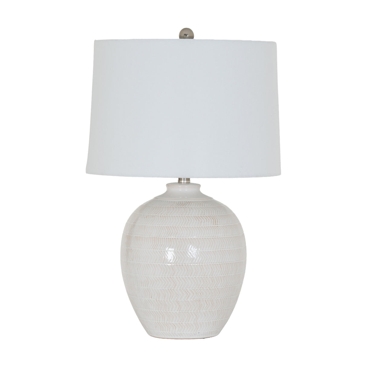 Ceramic Table Lamp with Linen Shade – White
