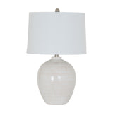 Ceramic Table Lamp with Linen Shade – White