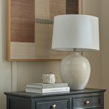 Ceramic Table Lamp with Linen Shade – White