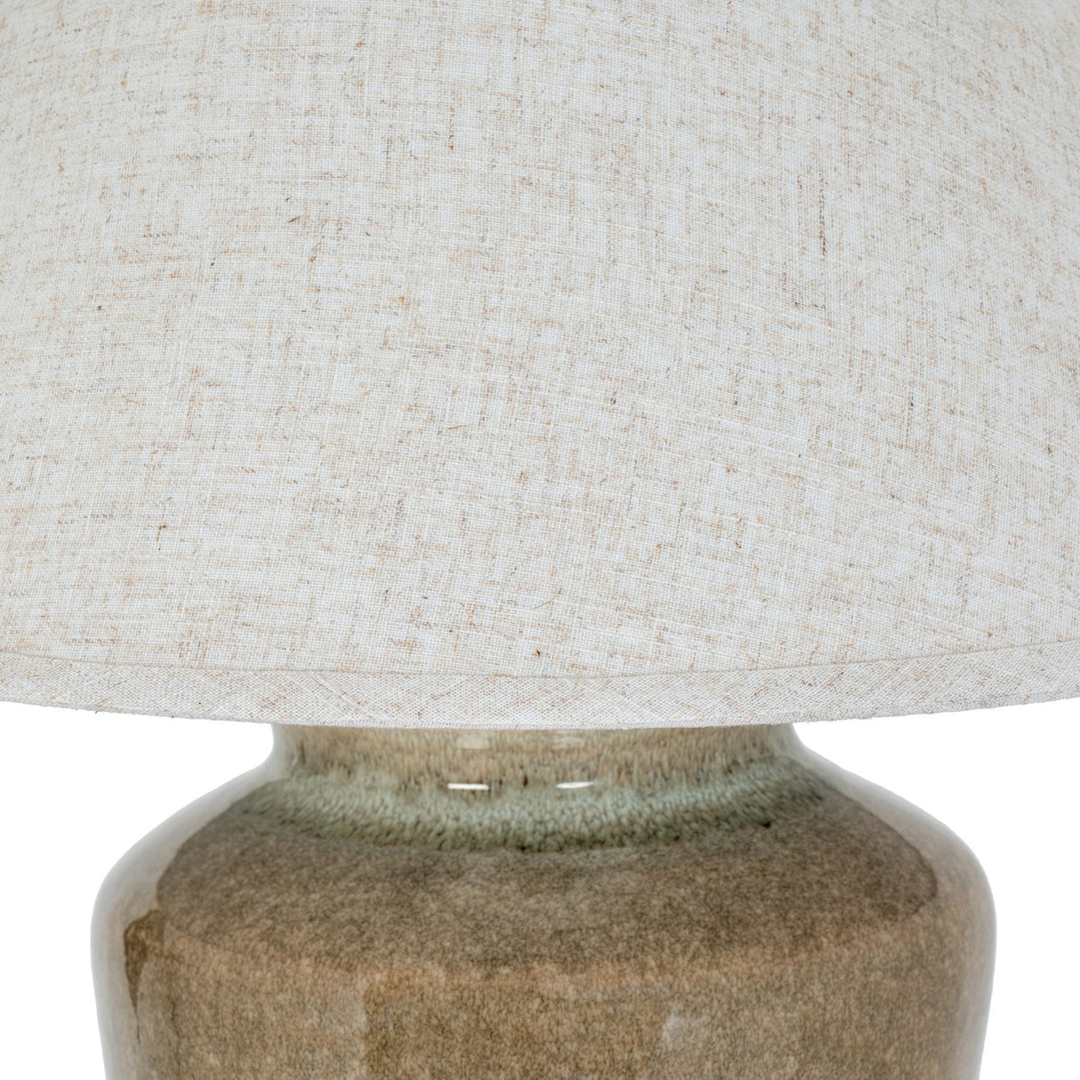 Ceramic Table Lamp With Edged Linen Shade – Green