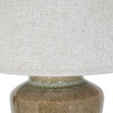 Ceramic Table Lamp With Edged Linen Shade – Green