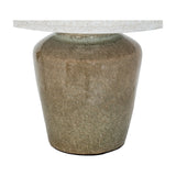 Ceramic Table Lamp With Edged Linen Shade – Green