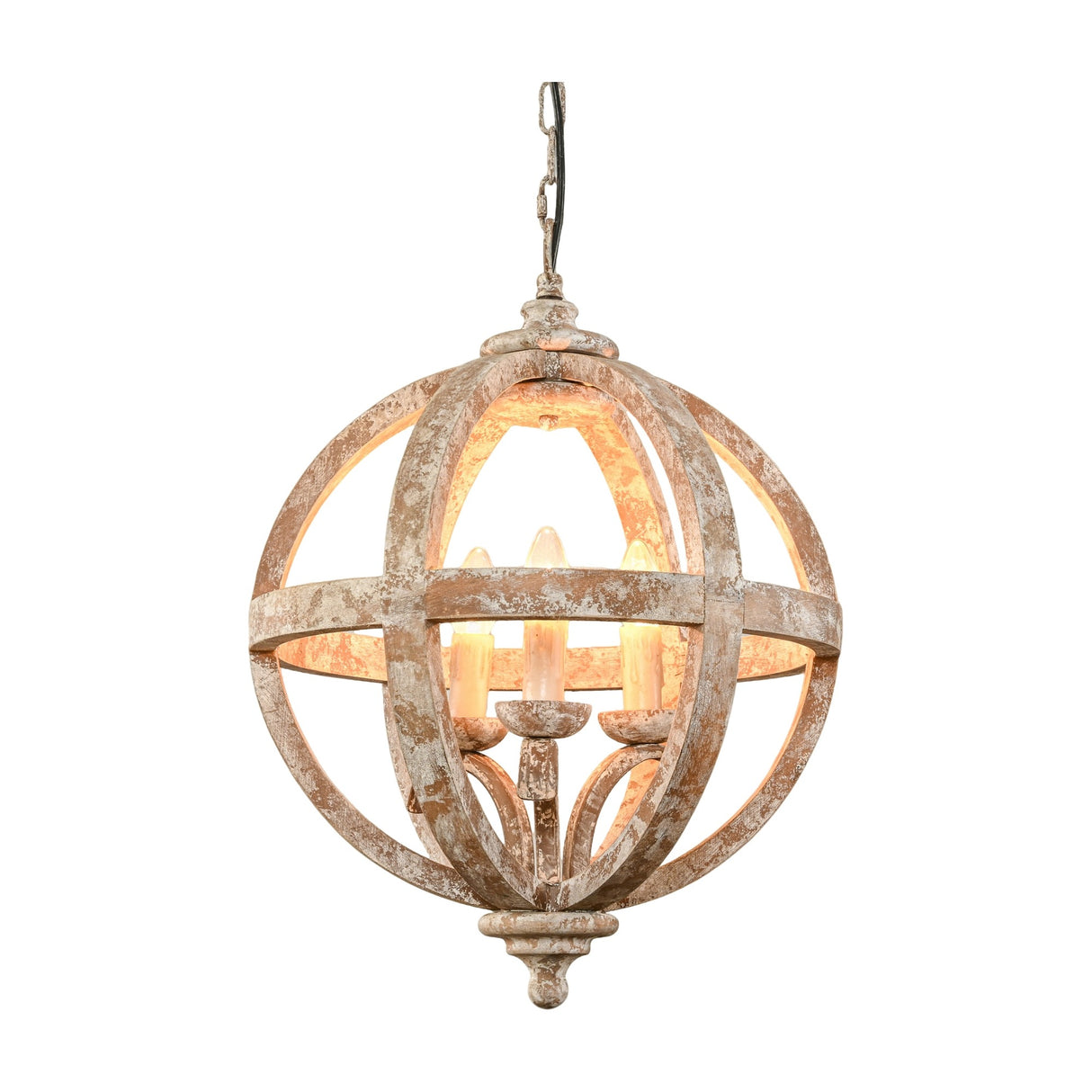 Orb Pendant Ceiling Light in Wood – Brown