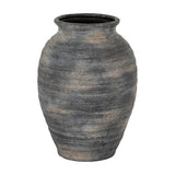 Hill Interiors Medium Olpe ceramic vase in weathered black with a rounded body, tapered neck and textured finish, shown on a plain white background.