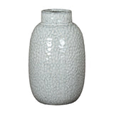 Hill Interiors Dimpled Ceramic Vase 28cm in white with a speckled glaze, rounded body and short tapered neck, shown against a plain white background.