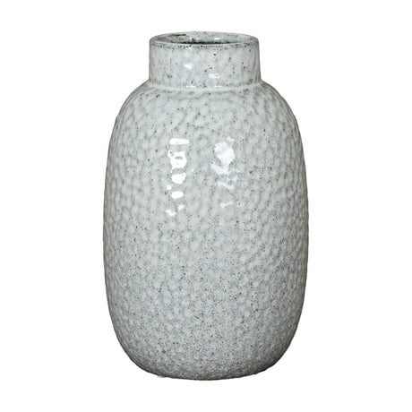 Hill Interiors Dimpled Ceramic Vase 28cm in white with a speckled glaze, rounded body and short tapered neck, shown against a plain white background.