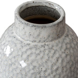 Close-up of Hill Interiors Dimpled Ceramic Vase 28cm in white, showing the speckled glaze, tapered neck and rounded opening against a plain background.