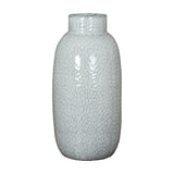 Hill Interiors Large Dimpled Ceramic Vase in white with a rounded body, narrow neck and speckled matt glaze, shown on a plain white background.