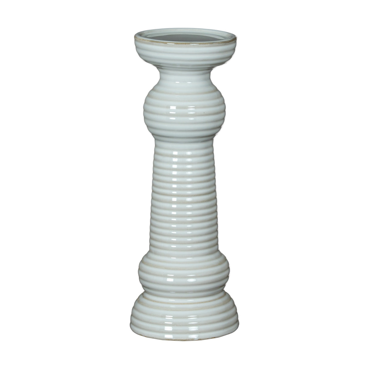 Medium Ceramic Pillar Candle Holder – White