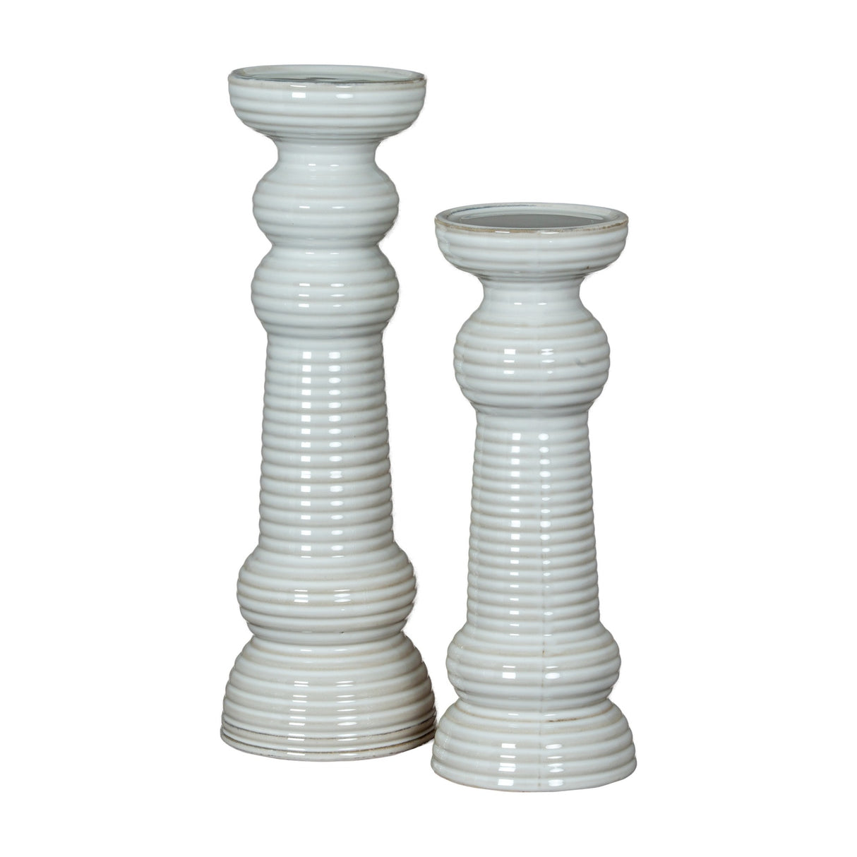 Medium Ceramic Pillar Candle Holder – White