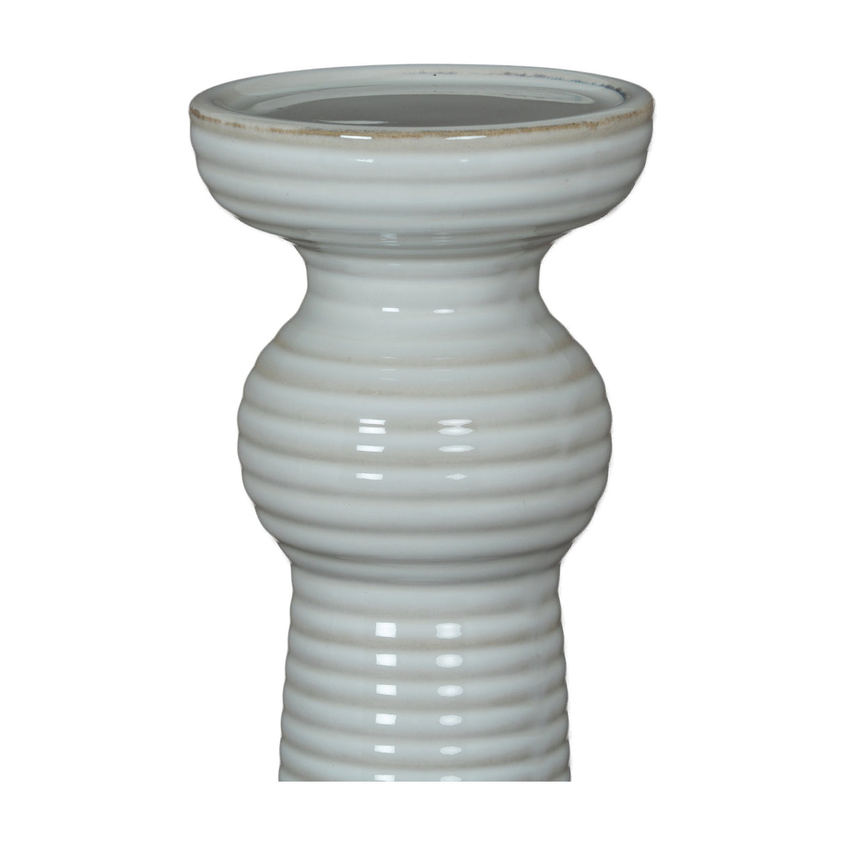 Medium Ceramic Pillar Candle Holder – White