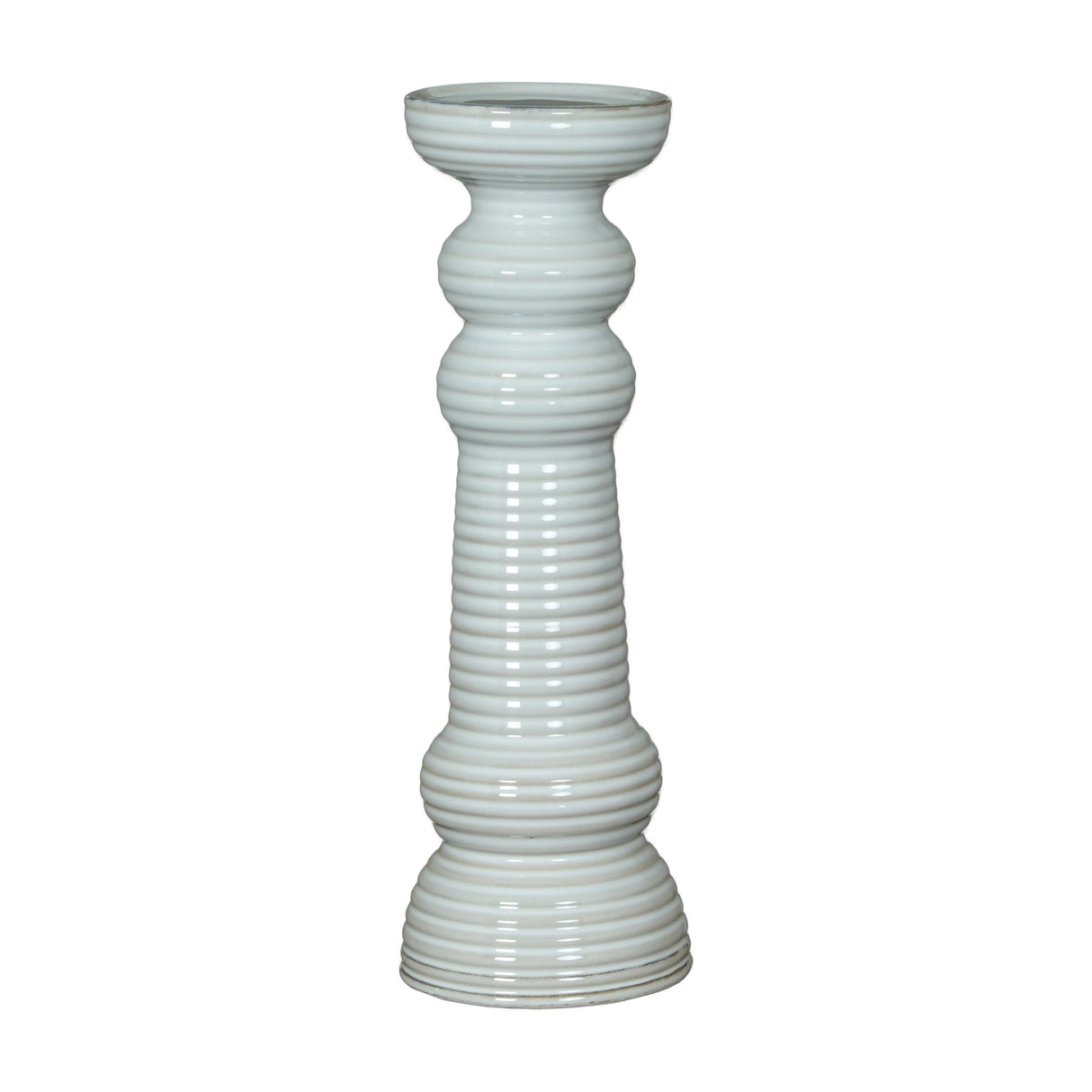 Large Ceramic Pillar Candle Holder – White