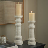 Large Ceramic Pillar Candle Holder – White
